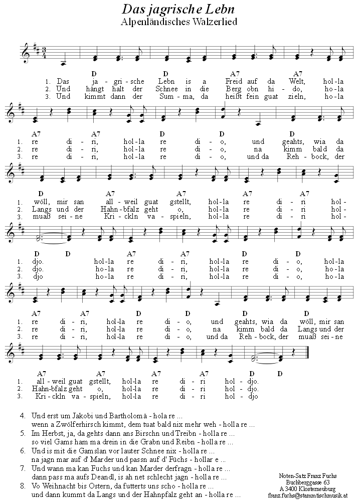 Das jagrische Lebn - Lieder - Volksmusik und Volkstanz