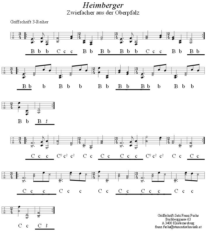 Namenlos aus Heimberg (Heimberger), Zwiefacher in Griffschrift für Steirische Harmonika