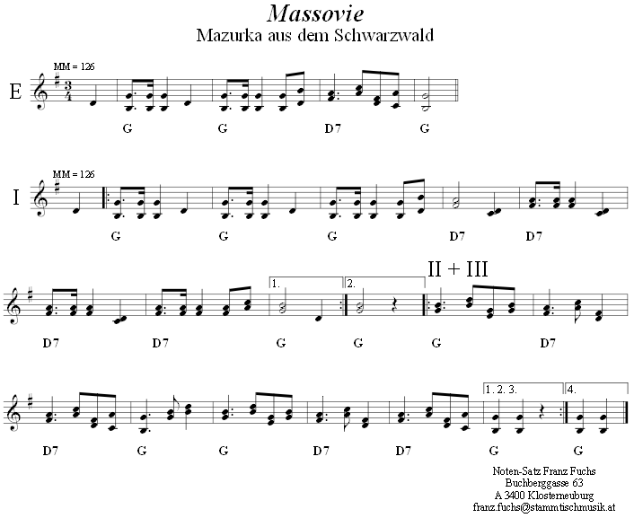Massovie, Volkstanznoten